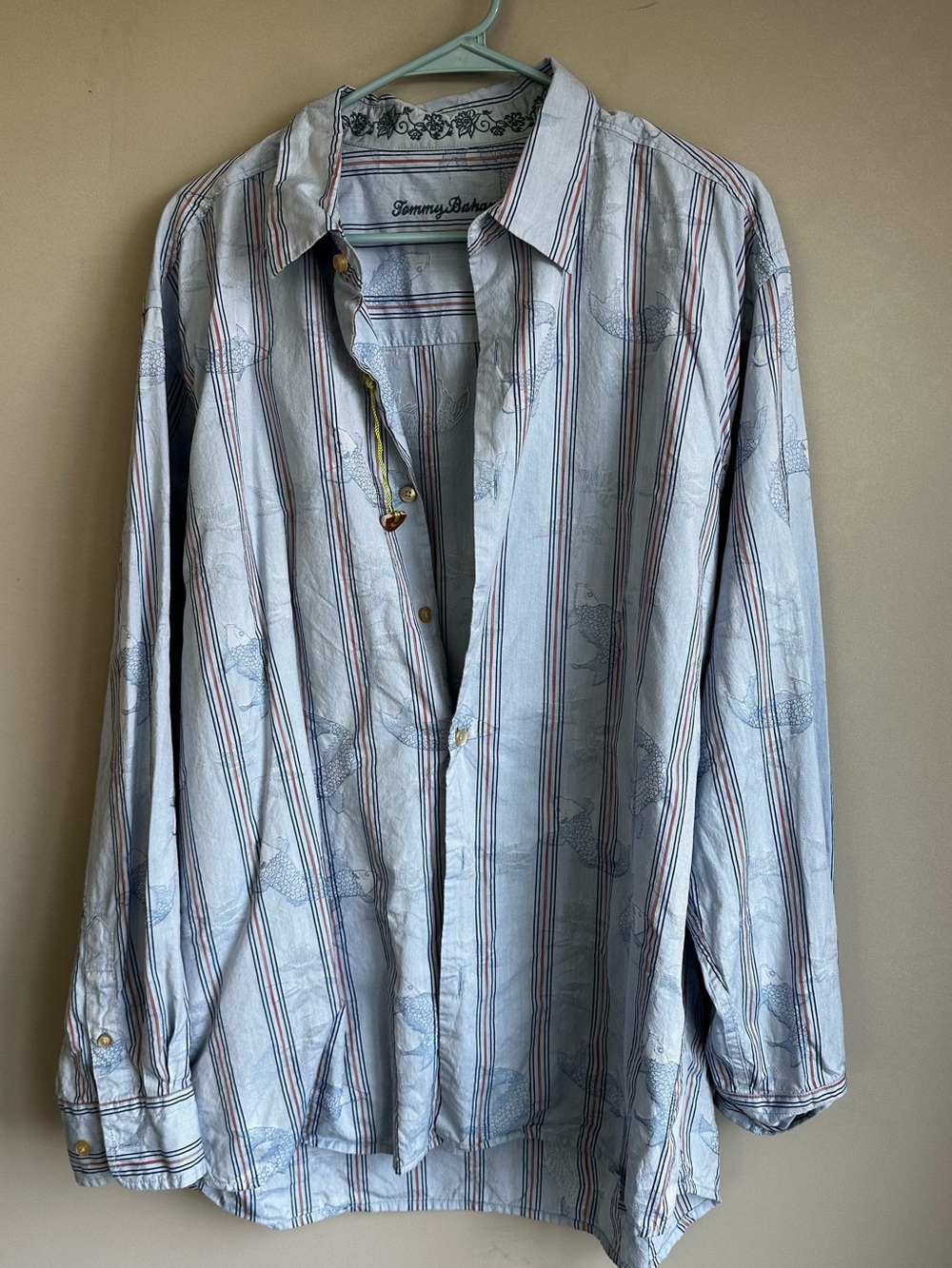 Tommy Bahama XL Cotton Silk Fish Print Button-Up Shirt